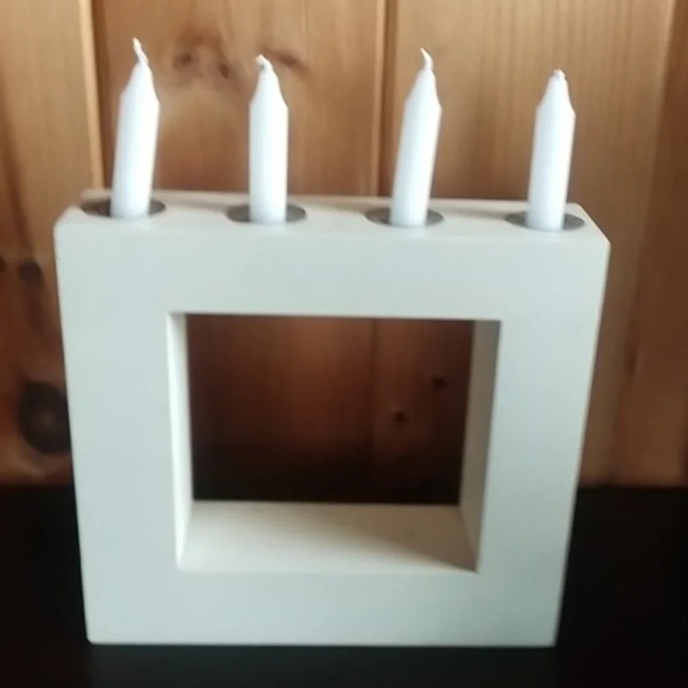 IKEA modern white block candle holder square candleabra minimalist decor square